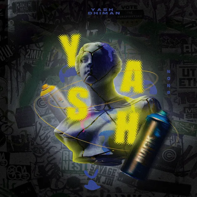 YASH, statue and spray paint